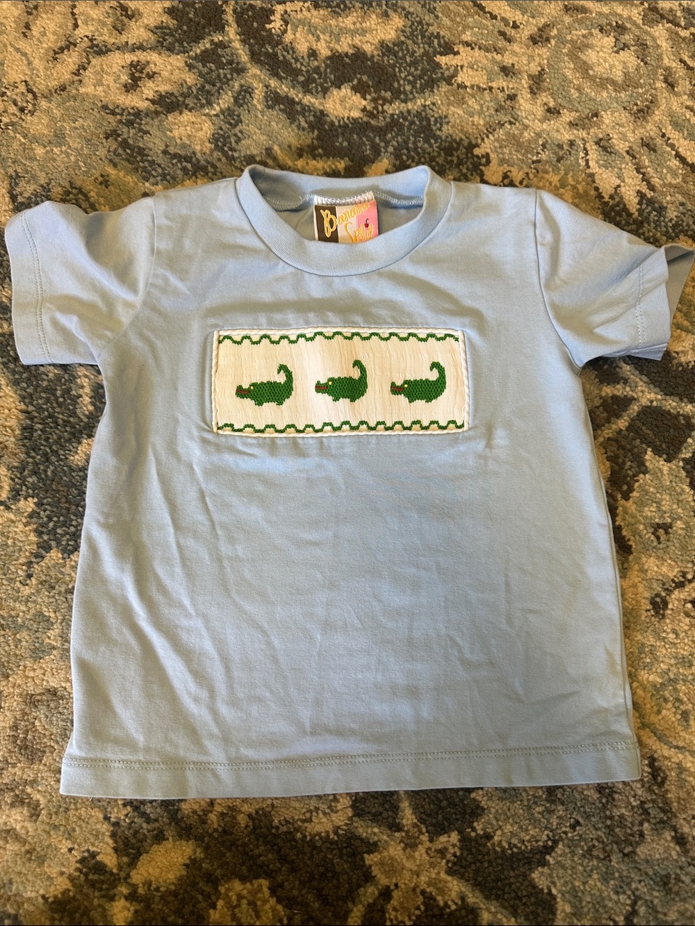 Banana split Light Blue Alligator Applique Tee